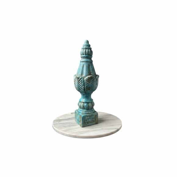 Unbranded Large Ceramic Finial Turquoise Crackle Glaze Architectural 19" - Picture 1 of 9
